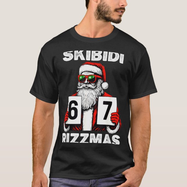Skibidi Rizzmas Christmas 6 7 Funny Santa  T-Shirt (Front)