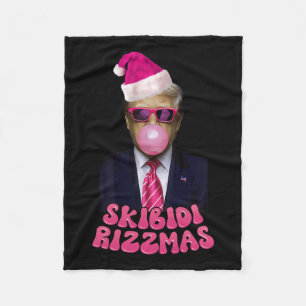 Skibidi Rizzmas Christmas Pink Trump Bubble Gum Ch Fleece Blanket