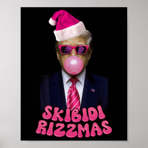 Skibidi Rizzmas Christmas Pink Trump Bubble Gum Ch Poster
