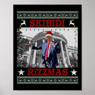 Skibidi Rizzmas Christmas Rizz Donald Trum Charism Poster