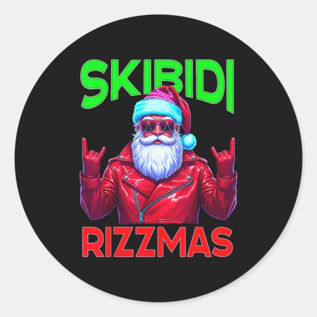 Skibidi Rizzmas Christmas Rizz Santa Claus Charism Classic Round Sticker (Front)