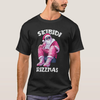 Skibidi Rizzmas Christmas Santa Pink Funny  T-Shirt