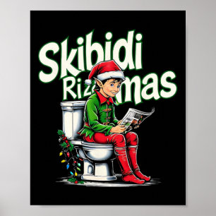 Skibidi Rizzmas Elf Toilet Humor Christmas Gifts T Poster
