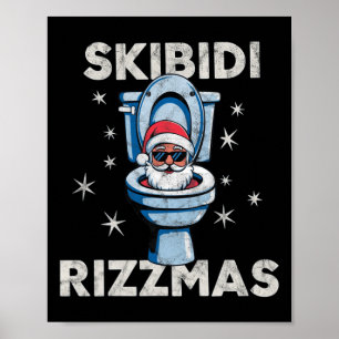 Skibidi Rizzmas Funny Christmas Santa Toilet Merry Poster