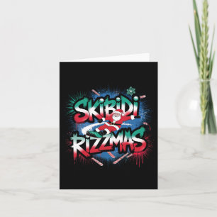 Skibidi Rizzmas Funny Christmas Snowboarding Santa Card