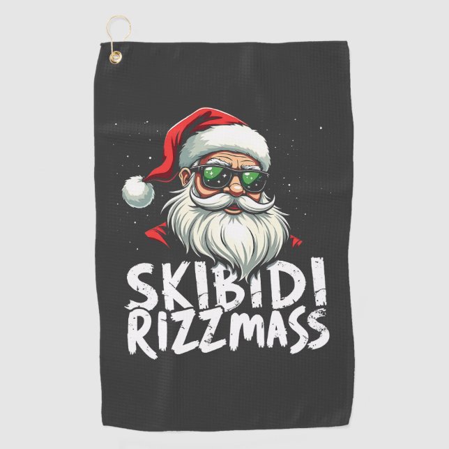 Skibidi Rizzmas Funny Gen Alpha Slang Christmas   Golf Towel (Front)