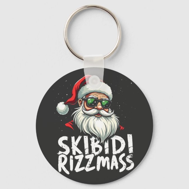 Skibidi Rizzmas Funny Gen Alpha Slang Christmas   Key Ring (Front)