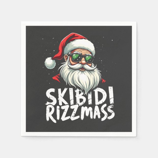 Skibidi Rizzmas Funny Gen Alpha Slang Christmas Napkin (Front)