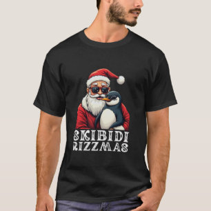 Skibidi Rizzmas Funny Penguin Santa Claus Christma T-Shirt