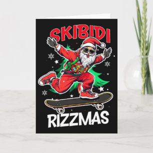 Skibidi Rizzmas Funny Santa Rizz Christmas Skater Card