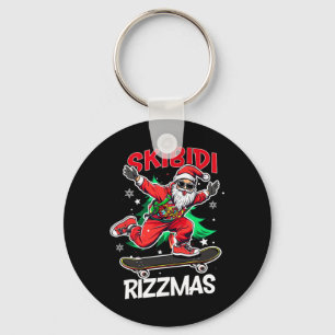 Skibidi Rizzmas Funny Santa Rizz Christmas Skater  Key Ring