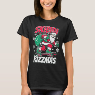 Skibidi Rizzmas Funny Santa Rizz Christmas Skater  T-Shirt