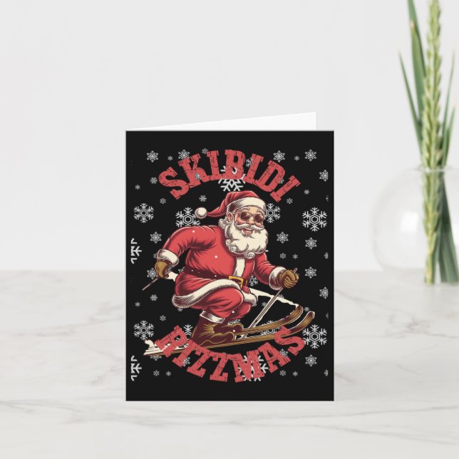 Skibidi Rizzmas Funny Santa Rizz Christmas Ski San Card (Front)