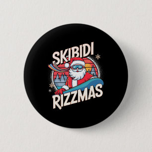 Skibidi Rizzmas Funny Santa Snowboarding Xmas Chri 6 Cm Round Badge