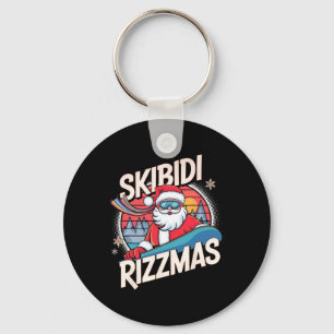 Skibidi Rizzmas Funny Santa Snowboarding Xmas Chri Key Ring