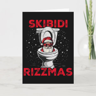 Skibidi Rizzmas Funny Santa Toilet White Elephant  Card