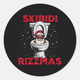 Skibidi Rizzmas Funny Santa Toilet White Elephant  Classic Round Sticker