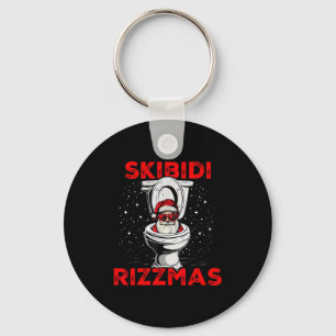 Skibidi Rizzmas Funny Santa Toilet White Elephant  Key Ring