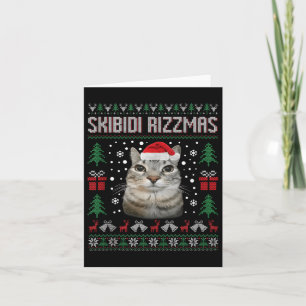 Skibidi Rizzmas Funny Silly Staring Cat Ugly Sweat Card