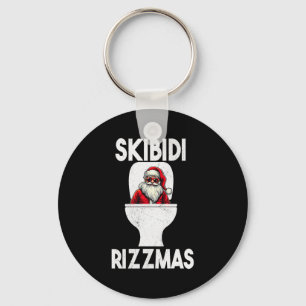 Skibidi Rizzmas Funny Toilet Santa Claus Christmas Key Ring