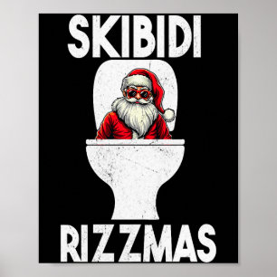 Skibidi Rizzmas Funny Toilet Santa Claus Christmas Poster