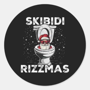 Skibidi Rizzmas Funny Toilet Santa White Elephant Classic Round Sticker