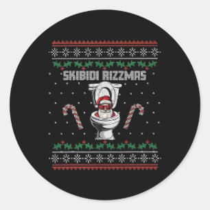 Skibidi Rizzmas Funny Toilet Santa White Elephant Classic Round Sticker