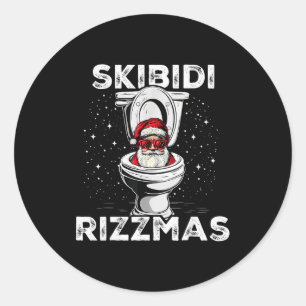 Skibidi Rizzmas Funny Toilet Santa White Elephant  Classic Round Sticker