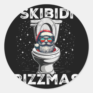 Skibidi Rizzmas Funny Toilet Santa White Elephant  Classic Round Sticker