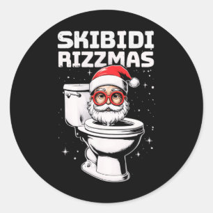 Skibidi Rizzmas Funny Toilet Santa White Elephant  Classic Round Sticker