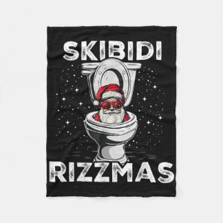 Skibidi Rizzmas Funny Toilet Santa White Elephant  Fleece Blanket