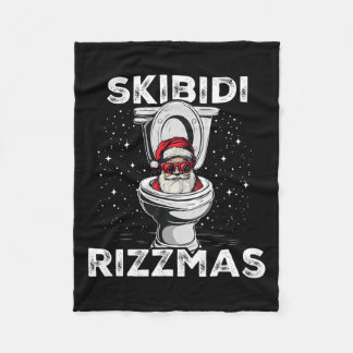 Skibidi Rizzmas Funny Toilet Santa White Elephant  Fleece Blanket