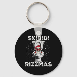 Skibidi Rizzmas Funny Toilet Santa White Elephant  Key Ring