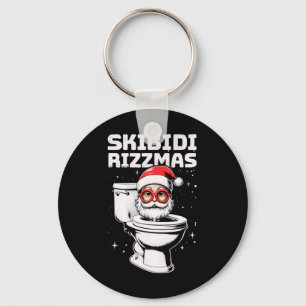 Skibidi Rizzmas Funny Toilet Santa White Elephant  Key Ring