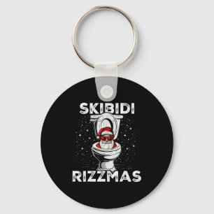 Skibidi Rizzmas Funny Toilet Santa White Elephant  Key Ring