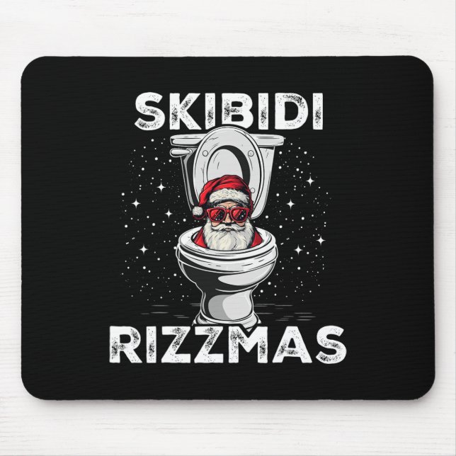 Skibidi Rizzmas Funny Toilet Santa White Elephant  Mouse Pad (Front)