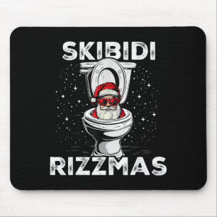 Skibidi Rizzmas Funny Toilet Santa White Elephant Mouse Pad