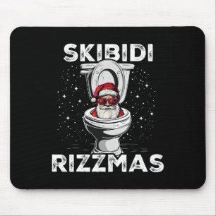 Skibidi Rizzmas Funny Toilet Santa White Elephant Mouse Pad