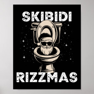 Skibidi Rizzmas Funny Toilet Santa White Elephant Poster