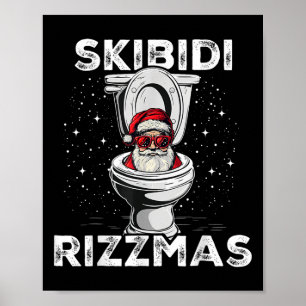 Skibidi Rizzmas Funny Toilet Santa White Elephant Poster