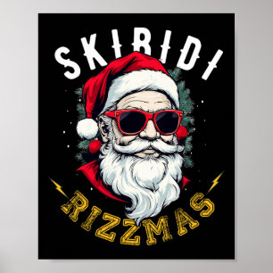 Skibidi Rizzmas Retro Santa Hat Cool Christmas Gra Poster
