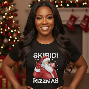 Skibidi Rizzmas Santa Claus Funny Christmas Black T-Shirt