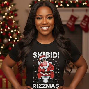 Skibidi Rizzmas Santa Claus Toilet Funny Christmas T-Shirt