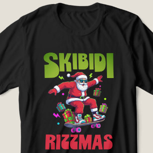 Skibidi Rizzmas Santa on his Skate Tri-Blend Shirt