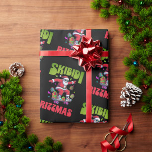Skibidi Rizzmas Santa on his Skate Wrapping Paper