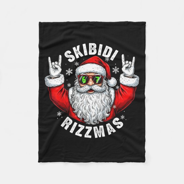 Skibidi Rizzmas Santa Sungles Funny Christmas Men  Fleece Blanket (Front)