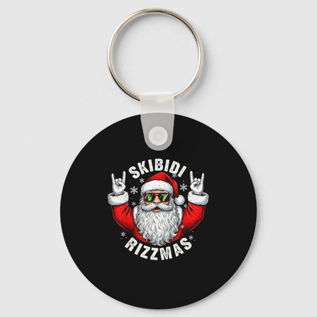Skibidi Rizzmas Santa Sungles Funny Christmas Men  Key Ring (Front)