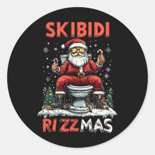 Skibidi Rizzmas Santa Toilet Funny Christmas  Classic Round Sticker