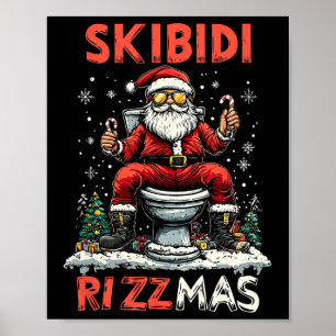 Skibidi Rizzmas Santa Toilet Funny Christmas Poster