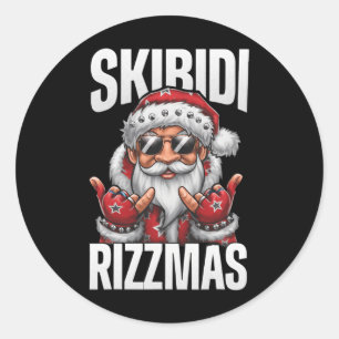 Skibidi Rizzmas Shirt Kids Men Women Christmas San Classic Round Sticker